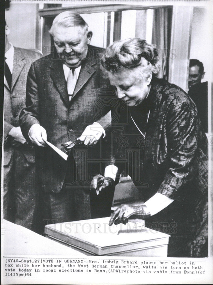 1964 Press Photo Ludwig Erhard German Chancellor vote - Historic Images