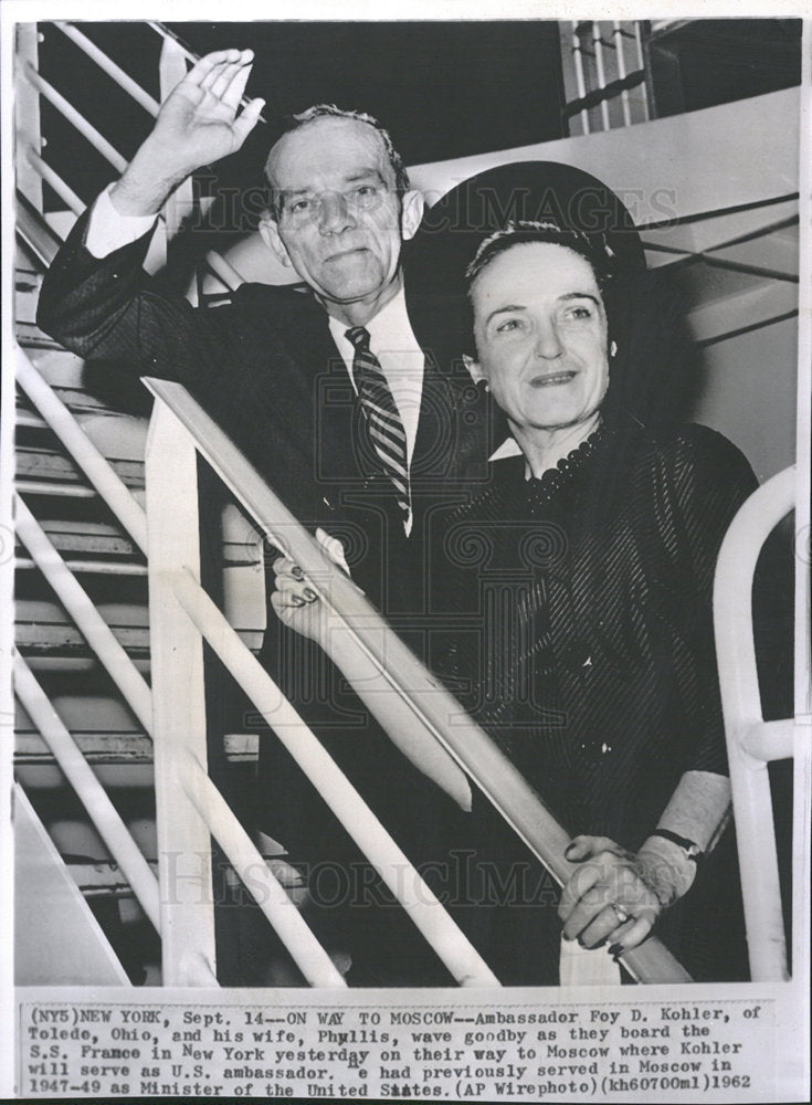 1962 Press Photo Ambassador Foy D. Kohler Toledo - Historic Images