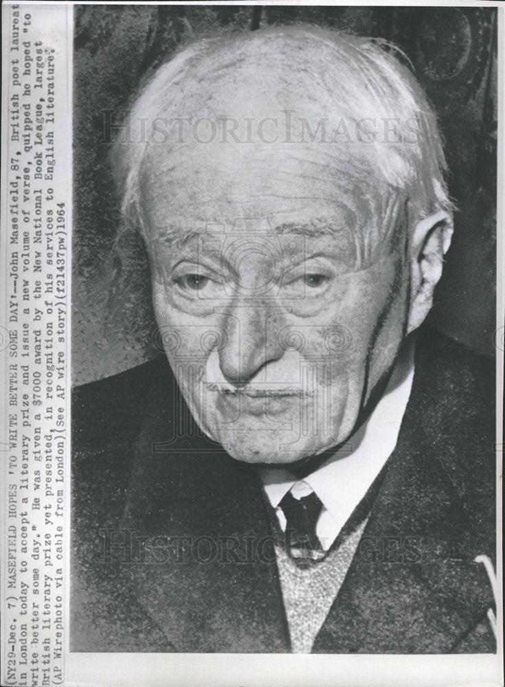 1964 Press Photo John Masefield Poet Writer Chicago - Historic Images