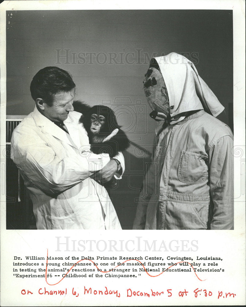 1966 Press Photo William Mason Delta Primate Research - Historic Images
