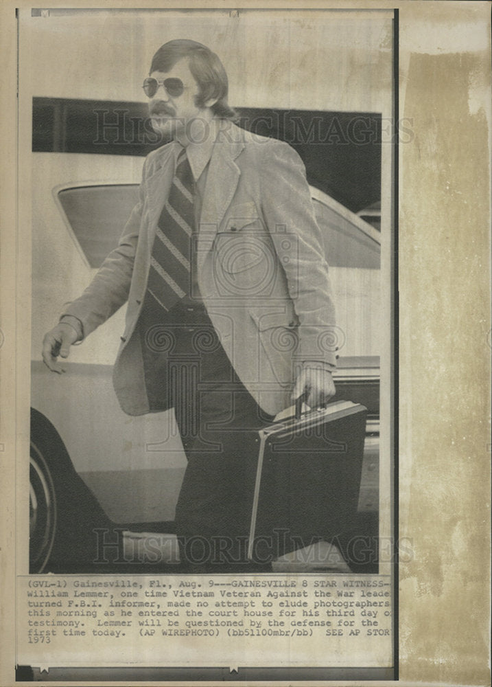 1973 Press Photo William Lemmer FBI Informant  - Historic Images