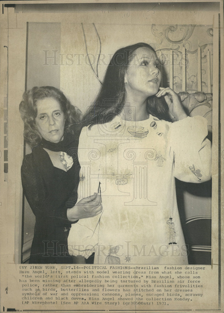 1970 Press Photo Zuzu Angel Brazilian Designer Politics - Historic Images