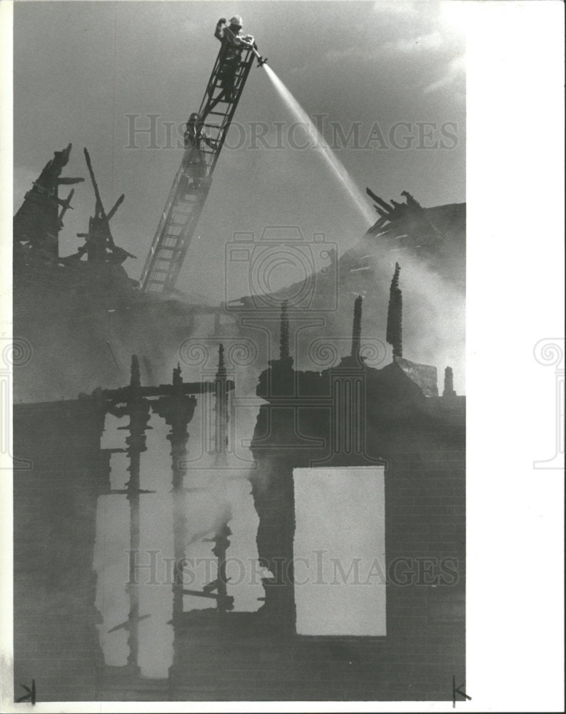 1988 Press Photo Fires 16th St. Houses Detroit Michigan - Historic Images