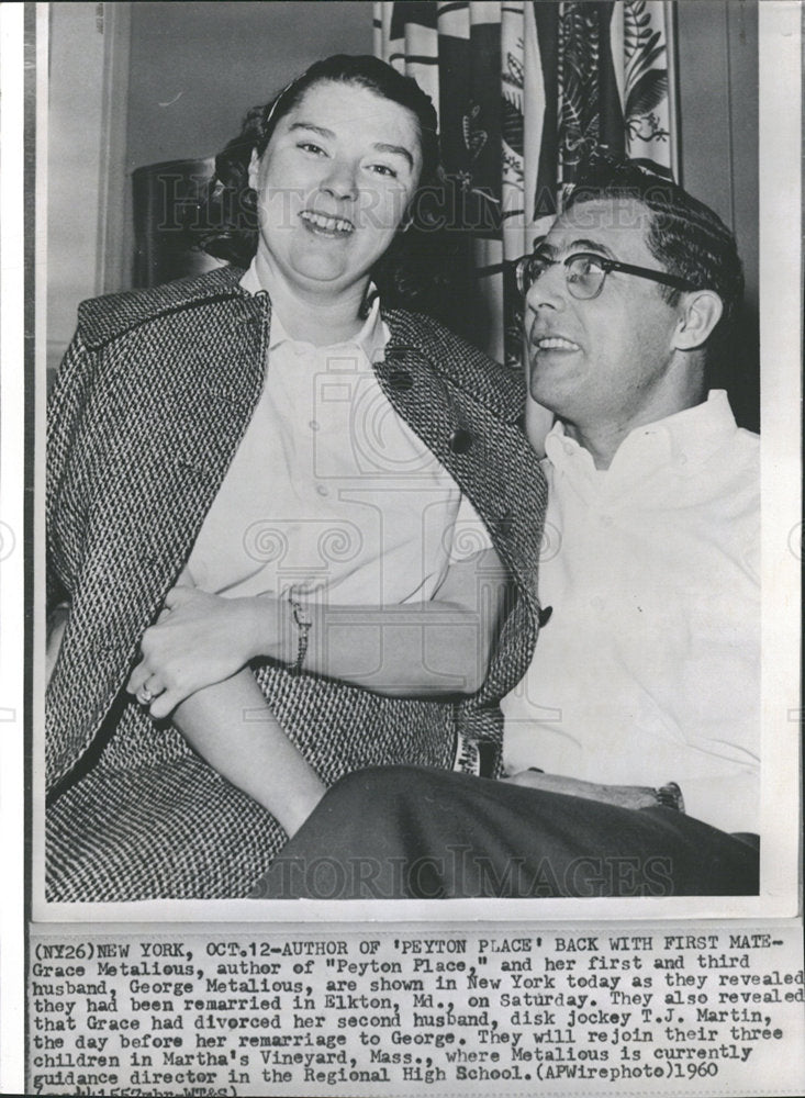 1960 Press Photo Author Grace Matalious Remarries  - Historic Images