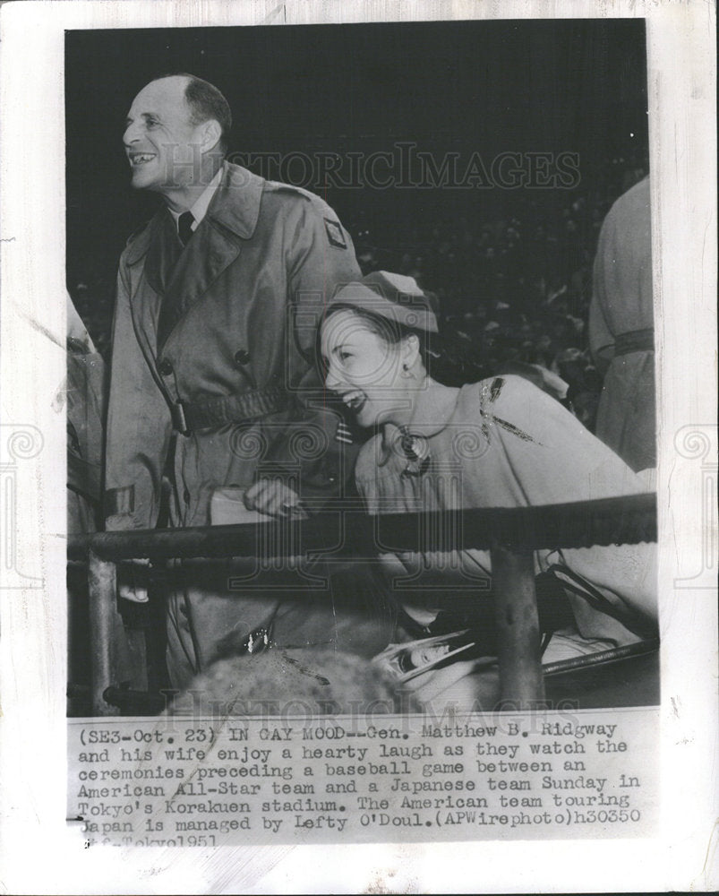 1951 Gen. Mrs. Matthew B. Ridgway Baseball-Historic Images