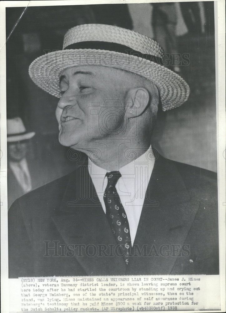 1938 Press Photo James  J. Hines - Historic Images
