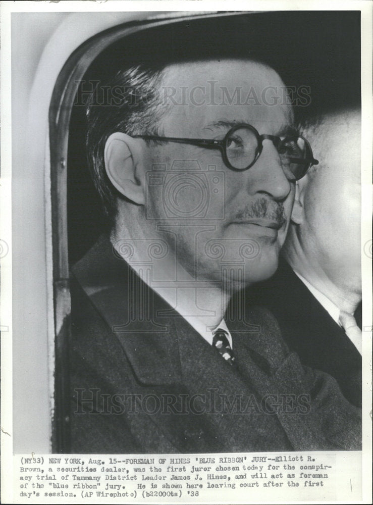 1938 Press Photo Elliott Brown Tammany District Leader - Historic Images