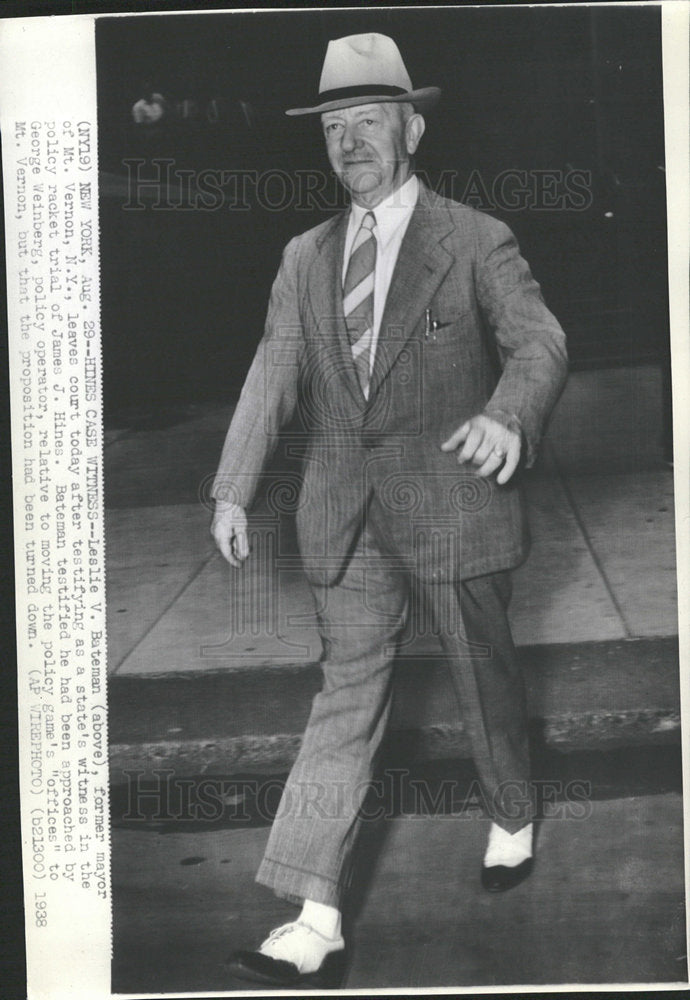 1938 Press Photo Leslie Bateman Mayor Vernon James Hine - Historic Images