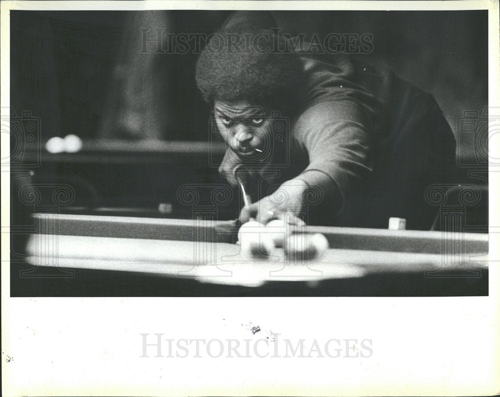 1983 Press Photo ace &quot;Buck&quot; at Chicago Billiard Cafe - Historic Images