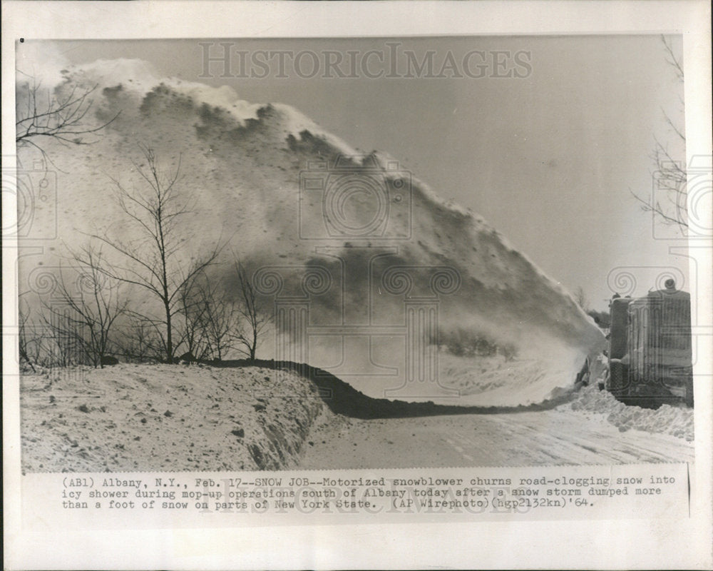 1964 Press Photo Snowblower Road New York - Historic Images
