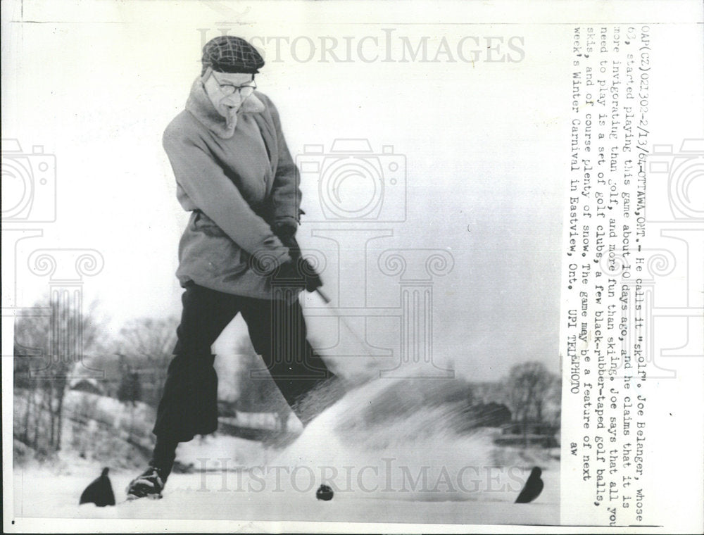 1964 Press Photo Canadian Joe Belenger Plays &quot;Skolf&quot; - Historic Images