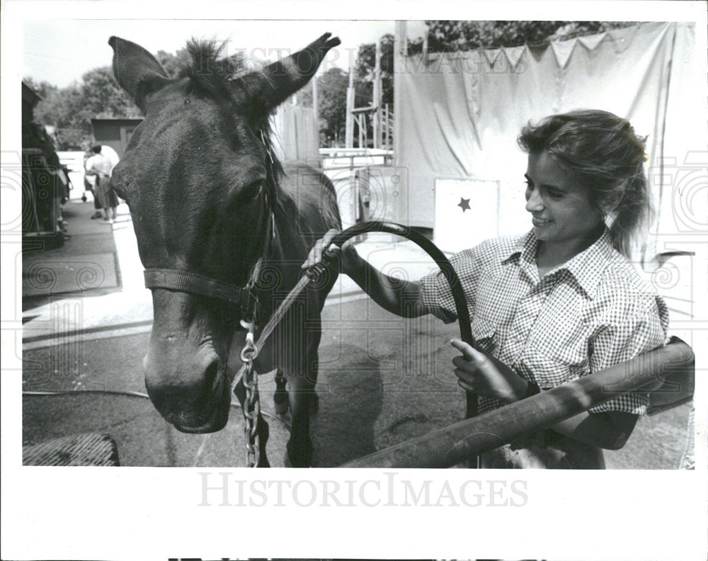 1991 Press Photo Brookfield Zoo Julie Daniel Lucy Mule - Historic Images