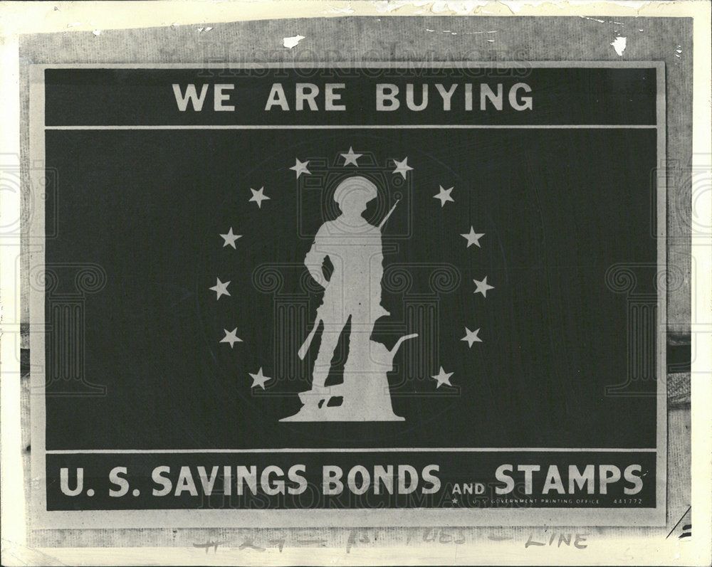 1942 Press Photo US War Defense Bond Poster - Historic Images