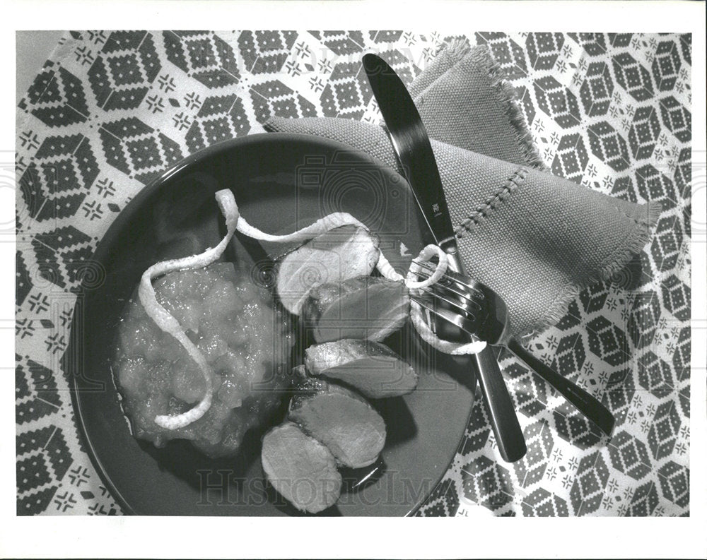 1992 Press Photo Pork Tenderloin Applesauce gingered  - Historic Images