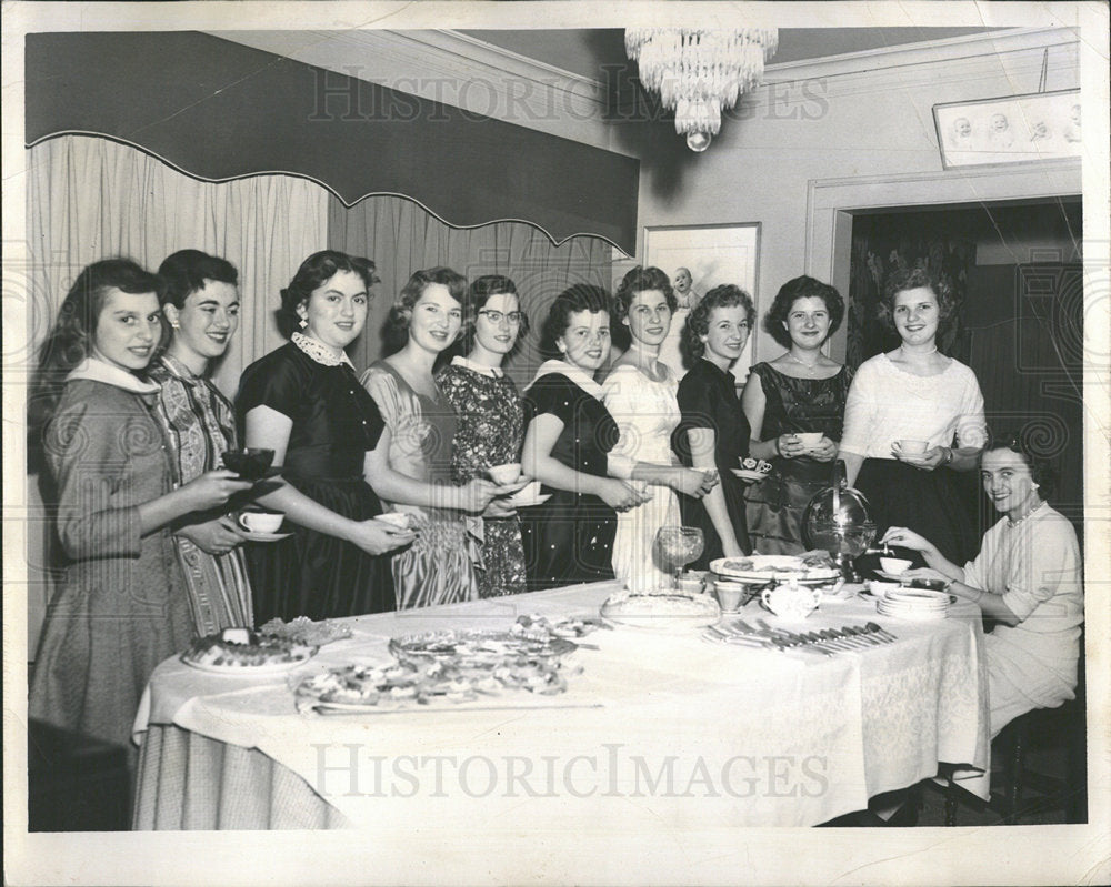 1956 Young Polish women White Red Ball Mary - Historic Images