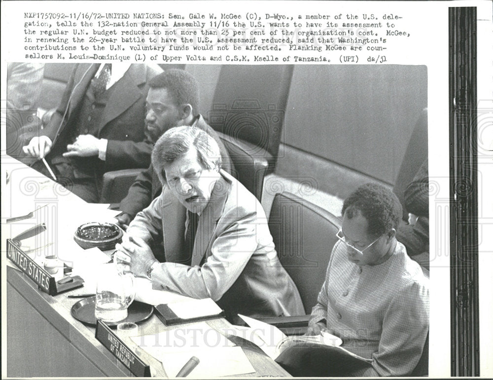 1972 Press Photo Senator Gale McGee DWyo US Delegation  - Historic Images