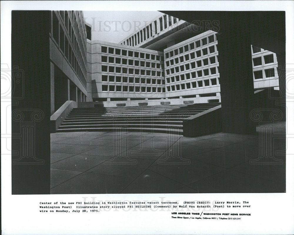 1975 Press Photo FBI building Washington vacant Larry - Historic Images