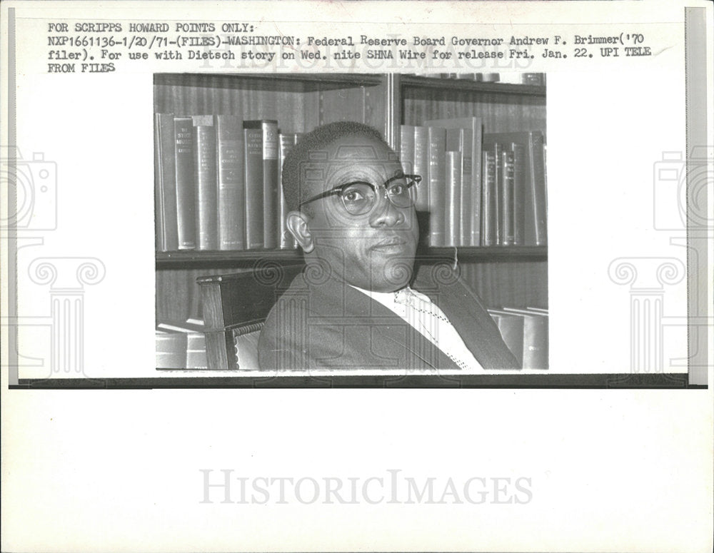 1970 Press Photo Federal Reserve Board Governor Brimmer - Historic Images