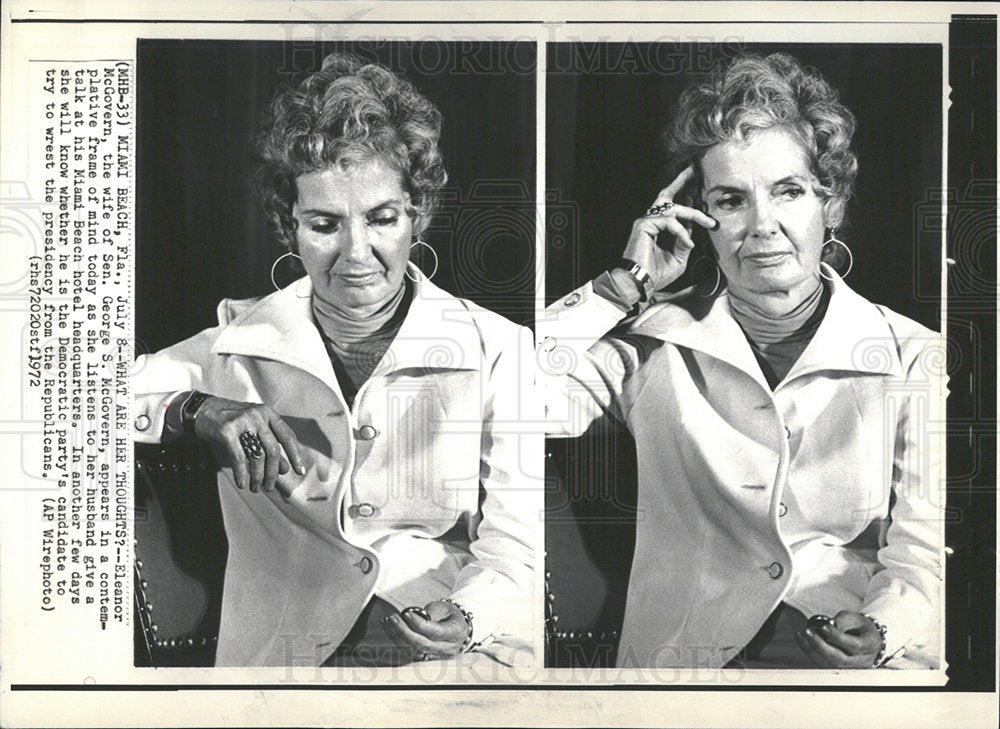 1972 Press Photo Eleanor McGovern In Contemplative Mood - Historic Images
