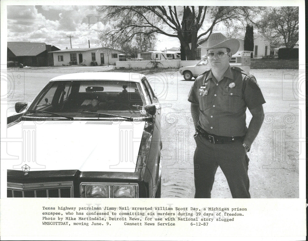 1987 Press Photo Texas Highway Patrolman Jimmy Nail - Historic Images