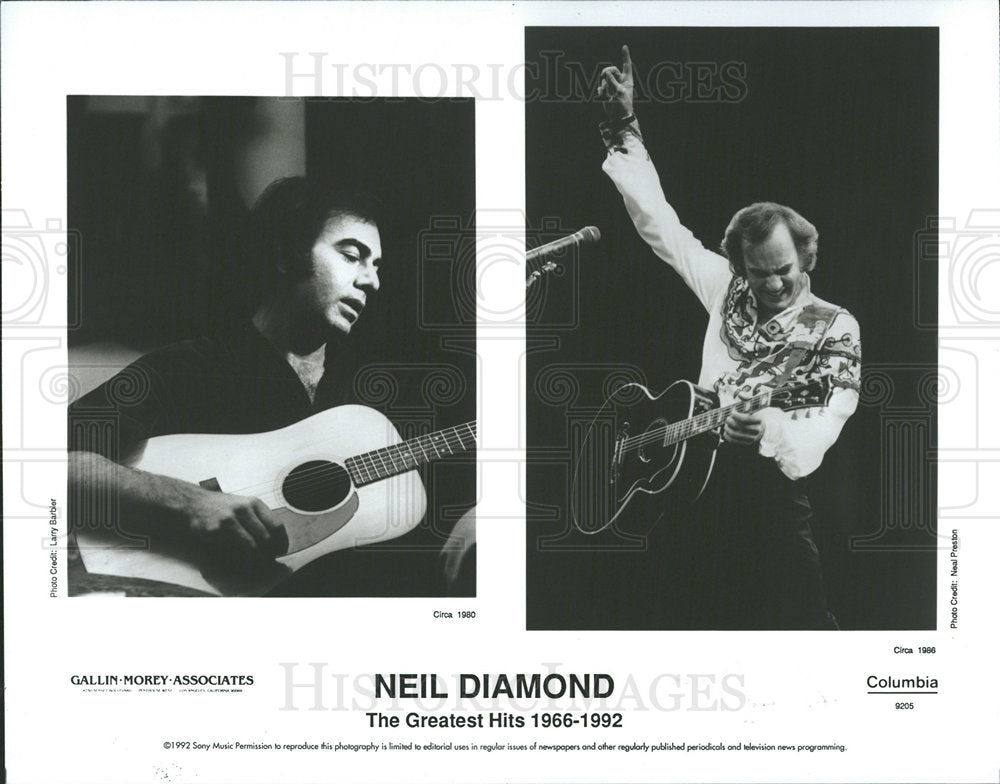 1992 Press Photo Neil Diamond American Singer Songwrite - Historic Images