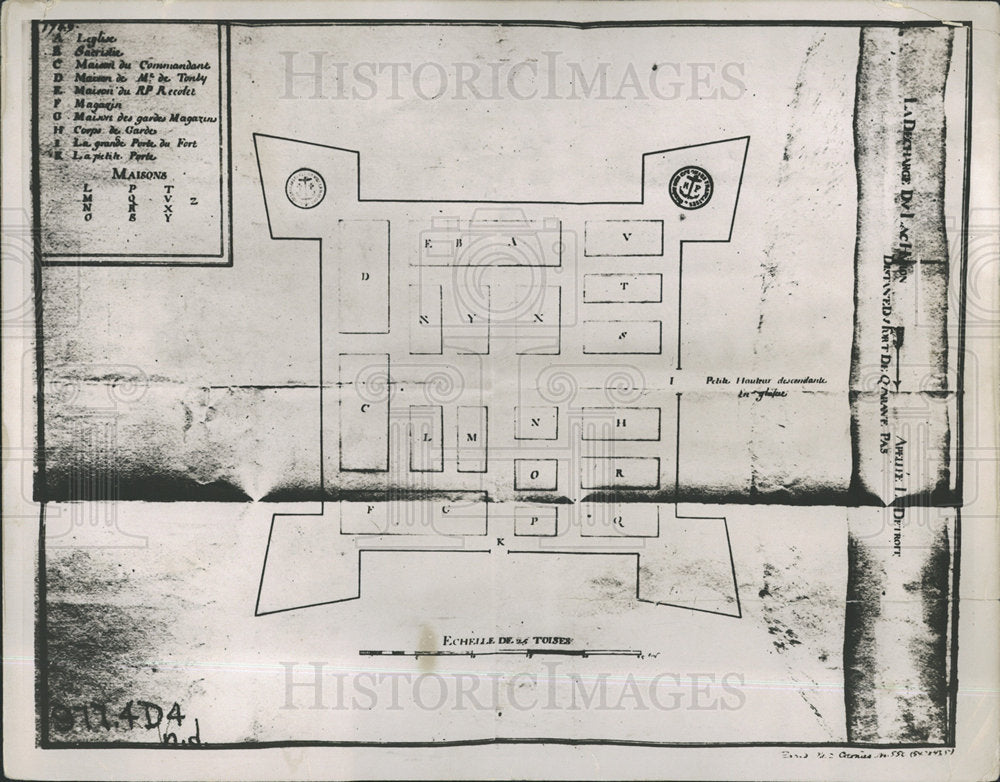 1935 Press Photo Old Fort Original Plan - Historic Images