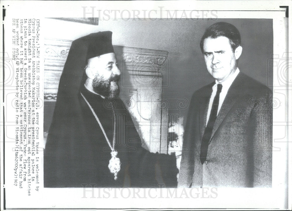 1967 Press Photo Cyprus President Archbishop Makarios - Historic Images