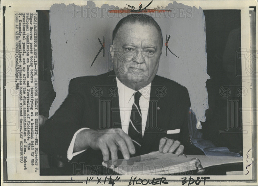 1968 Press Photo Edger Hoover Washington Kennedy FBI  - Historic Images