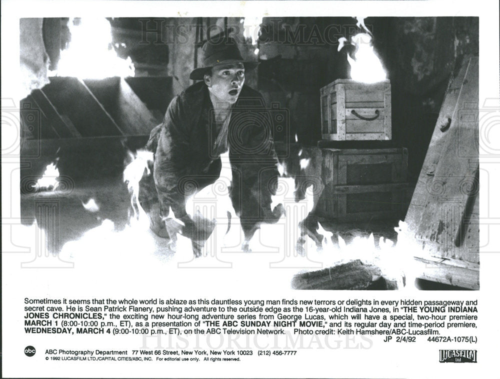 1992 Press Photo Sean Patrick Flanery Indiana Jones  - Historic Images