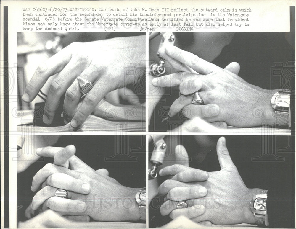 1973 Press Photo John Dean III Senate Watergate Scandal - Historic Images