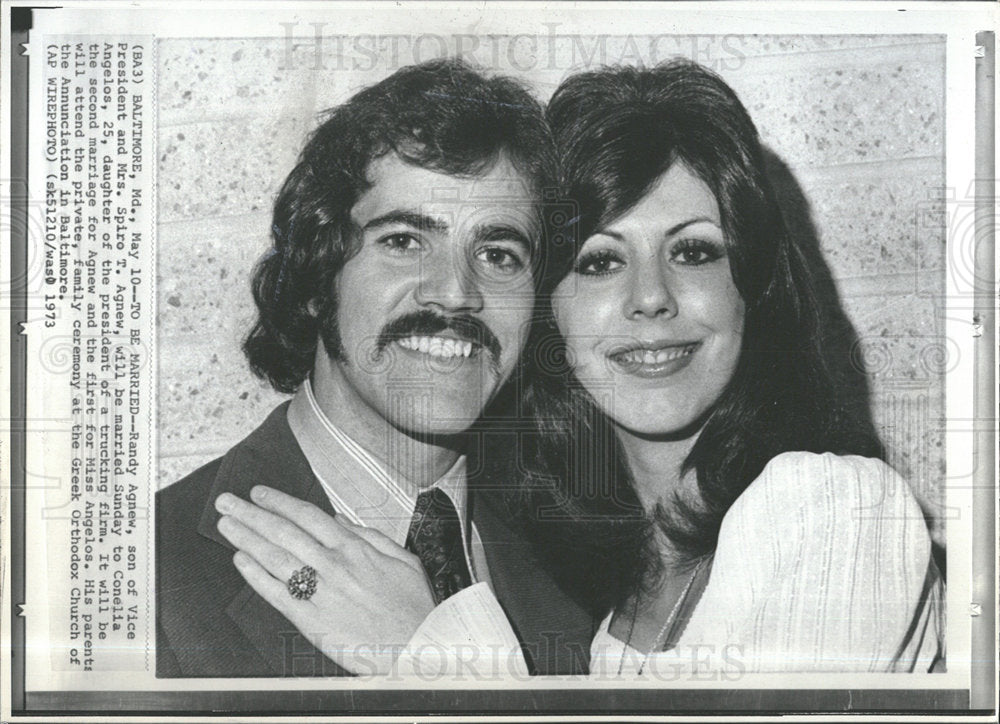 1973 Press Photo Randy Agnew Marries Conelia Angelos. - Historic Images