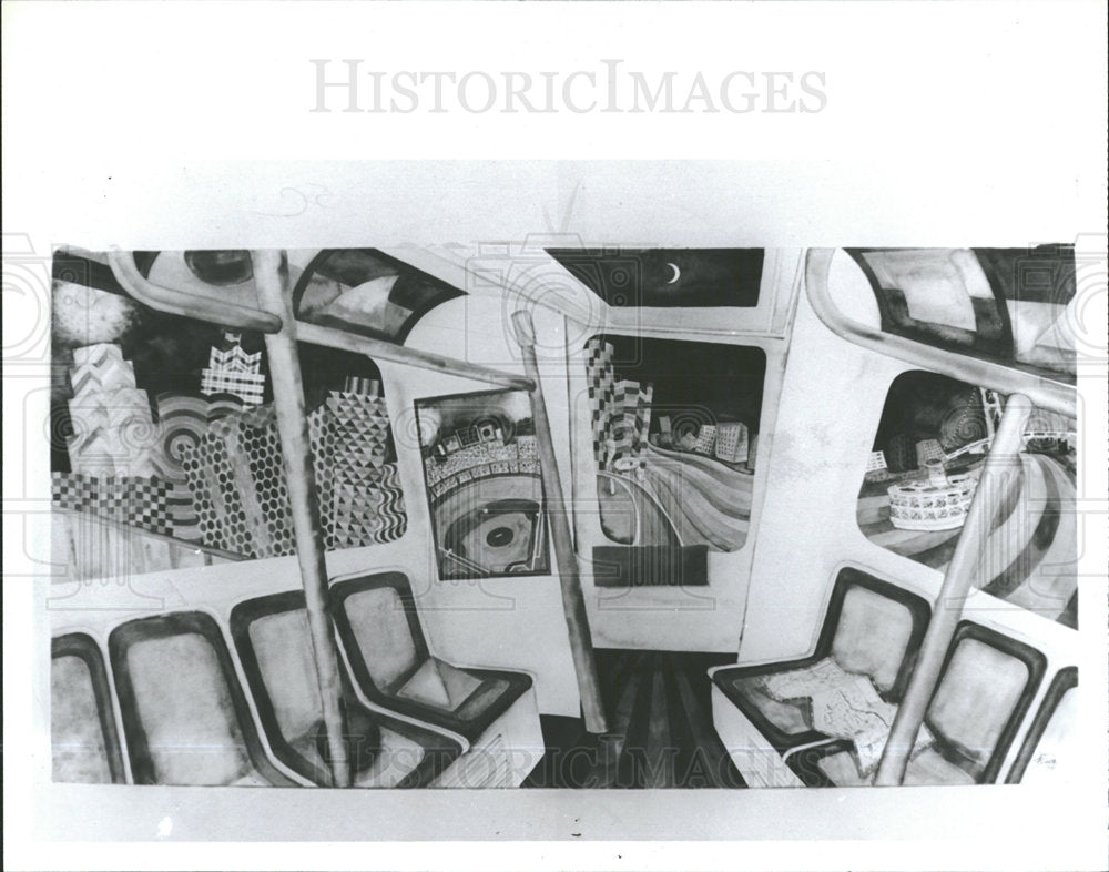 1988 Press Photo Rail Ride Art Painting Jerome Ferretti - Historic Images