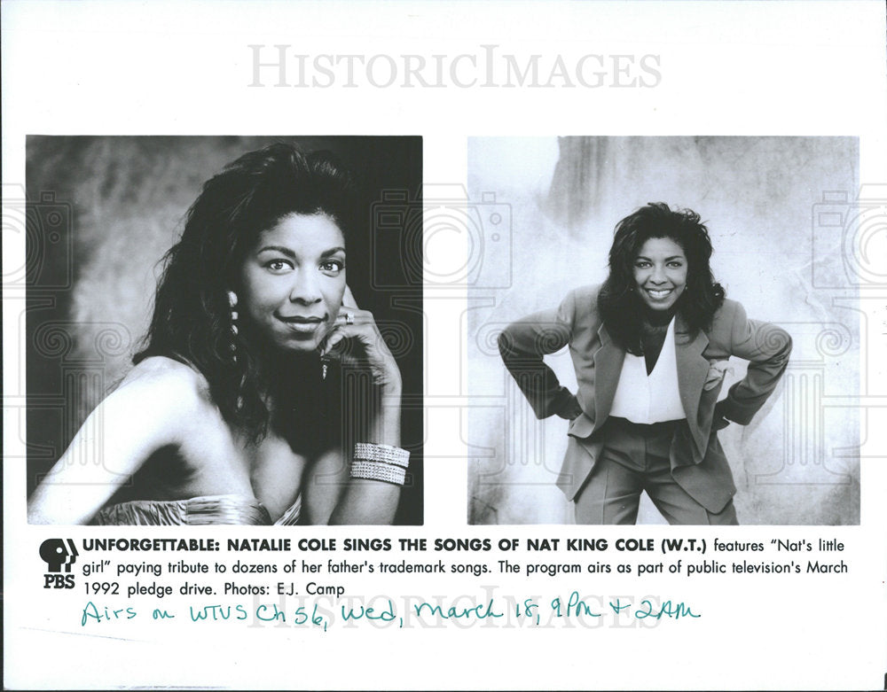 1992 Press Photo Natalie Cole father trademark songs  - Historic Images