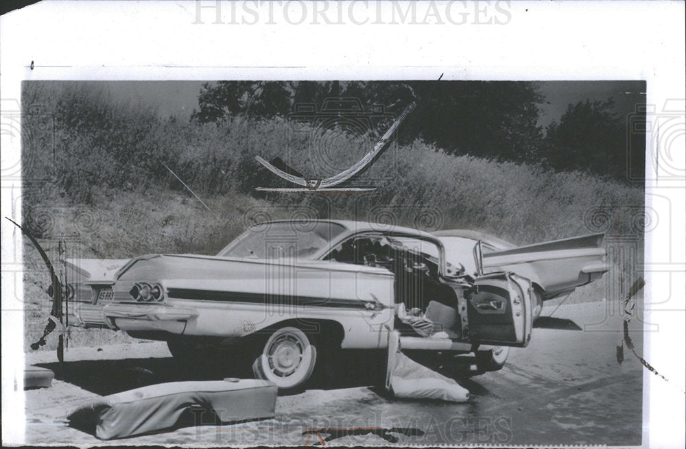 1962 Press Photo Head on Crash Accident Oakland Highway - Historic Images