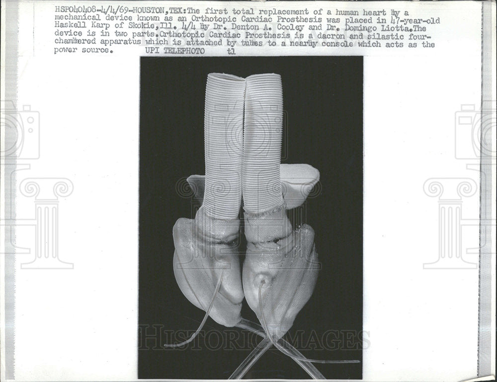 1969 Press Photo Orthopedic Cardiac Prosthesis Chicago - Historic Images