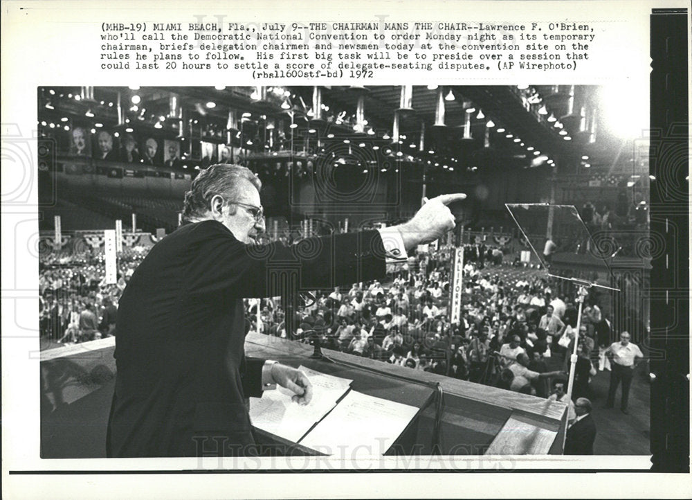 1972 Press Photo Lawrence Brien Democratic National - Historic Images