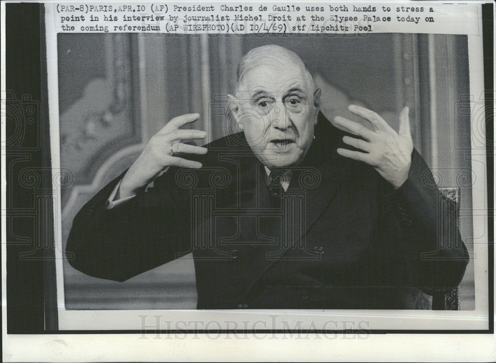 1969 Press Photo Charles de Gaulle French General - Historic Images