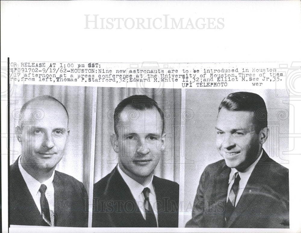 1962 Press Photo Houston astronauts conference Edward  - Historic Images