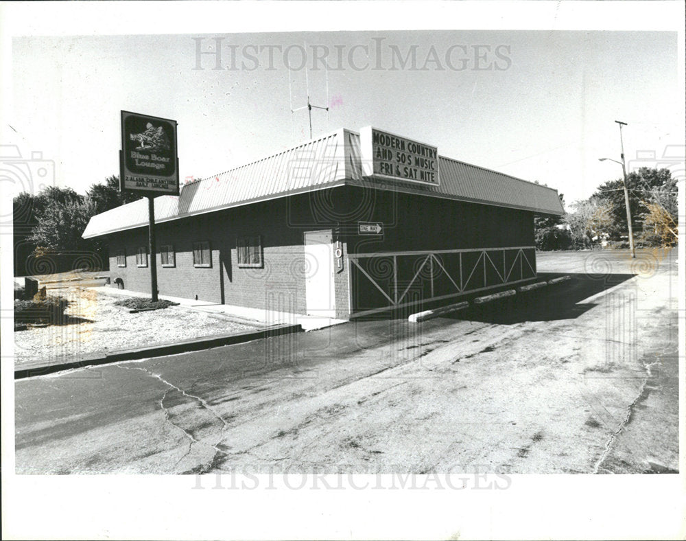 1986 Press Photo Blue Boar Lounge Shooting Site - Historic Images