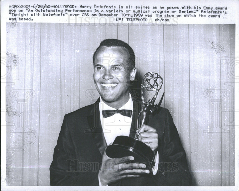 1960 Press Photo Harry Belefonte Emmy award Musical  - Historic Images