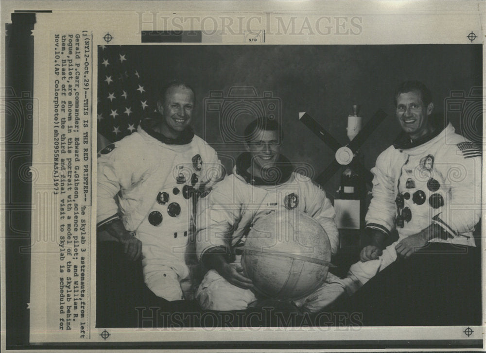 1973 Press Photo  Skylab astronaurs Gerald Edward Pogue - Historic Images