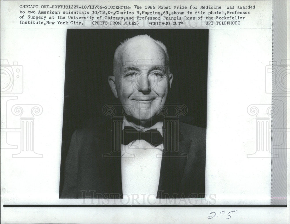 1966 Press Photo Dr. Charles B. Huggins 1966 Nobel Priz - Historic Images
