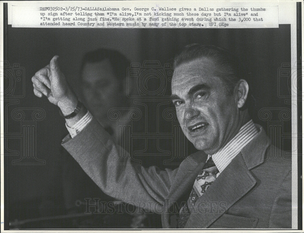 1973 Press Photo George Wallace Alabama Governor Dallas - Historic Images