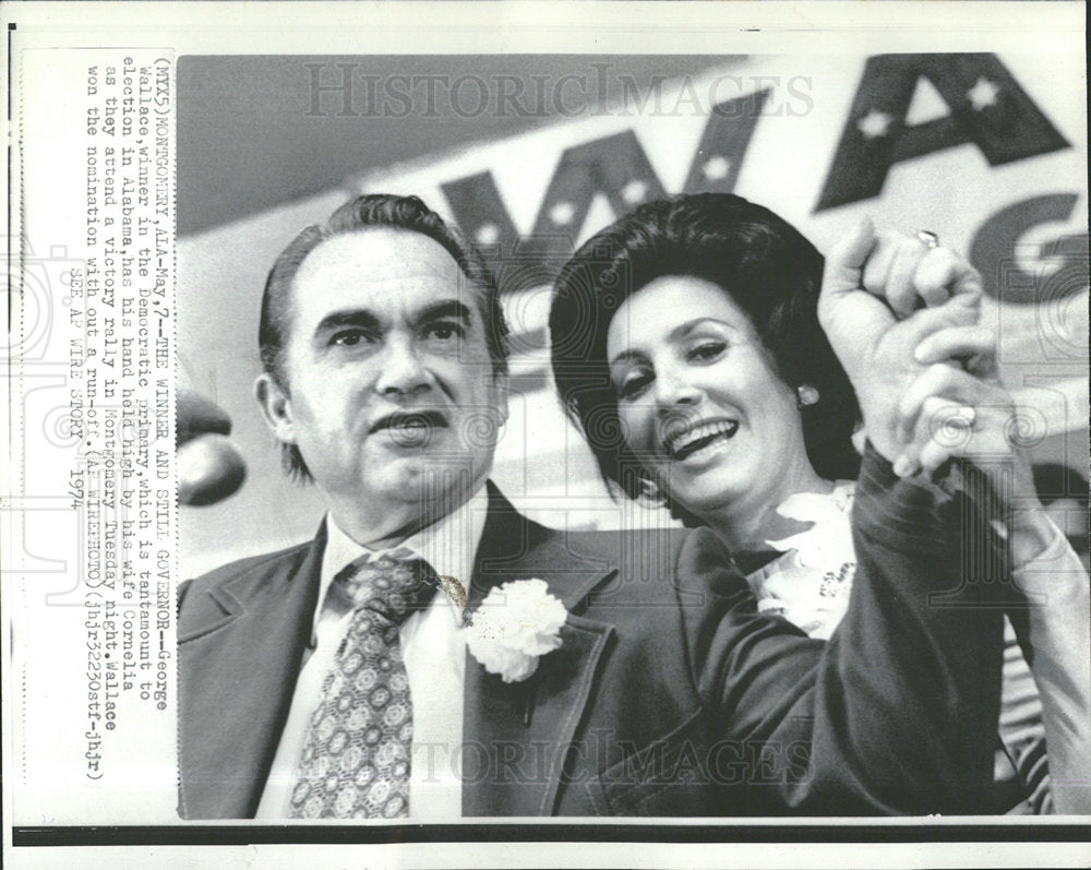 1974 Press Photo Governor George Wallace And Wife - Historic Images