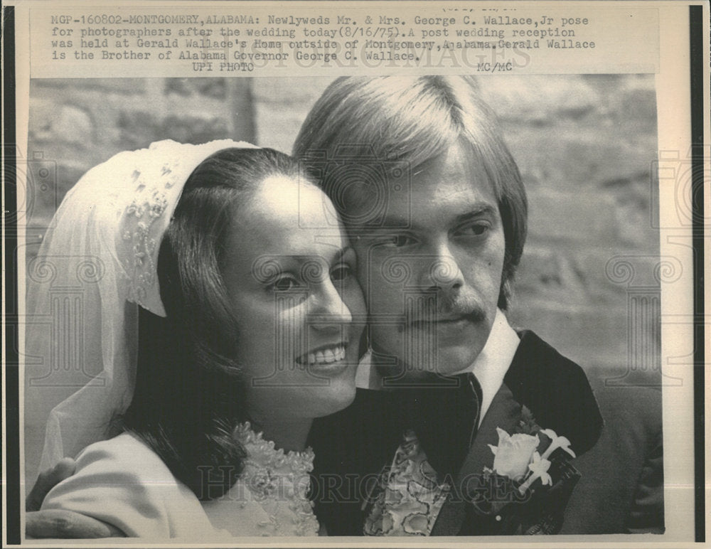 1975 Press Photo Mr Mrs George C Wallace Jr Wedding - Historic Images
