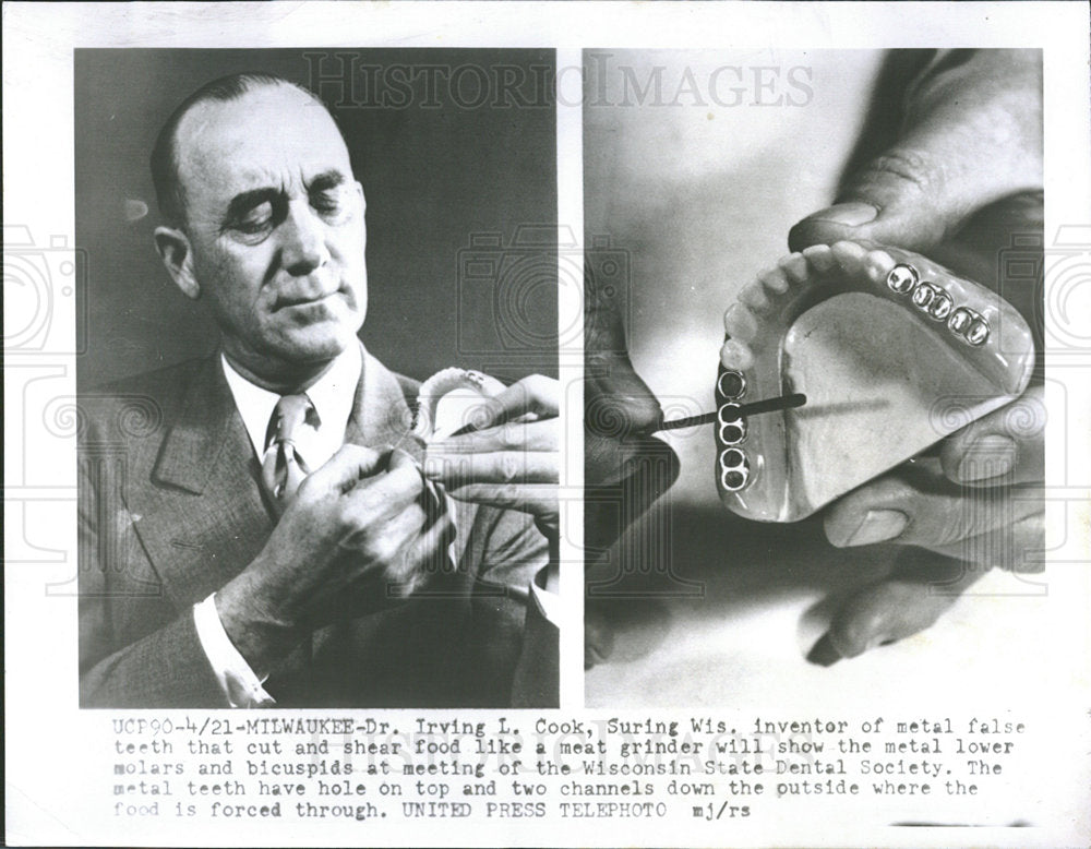 1954 Irving Cook Inventor False Metal Teeth - Historic Images