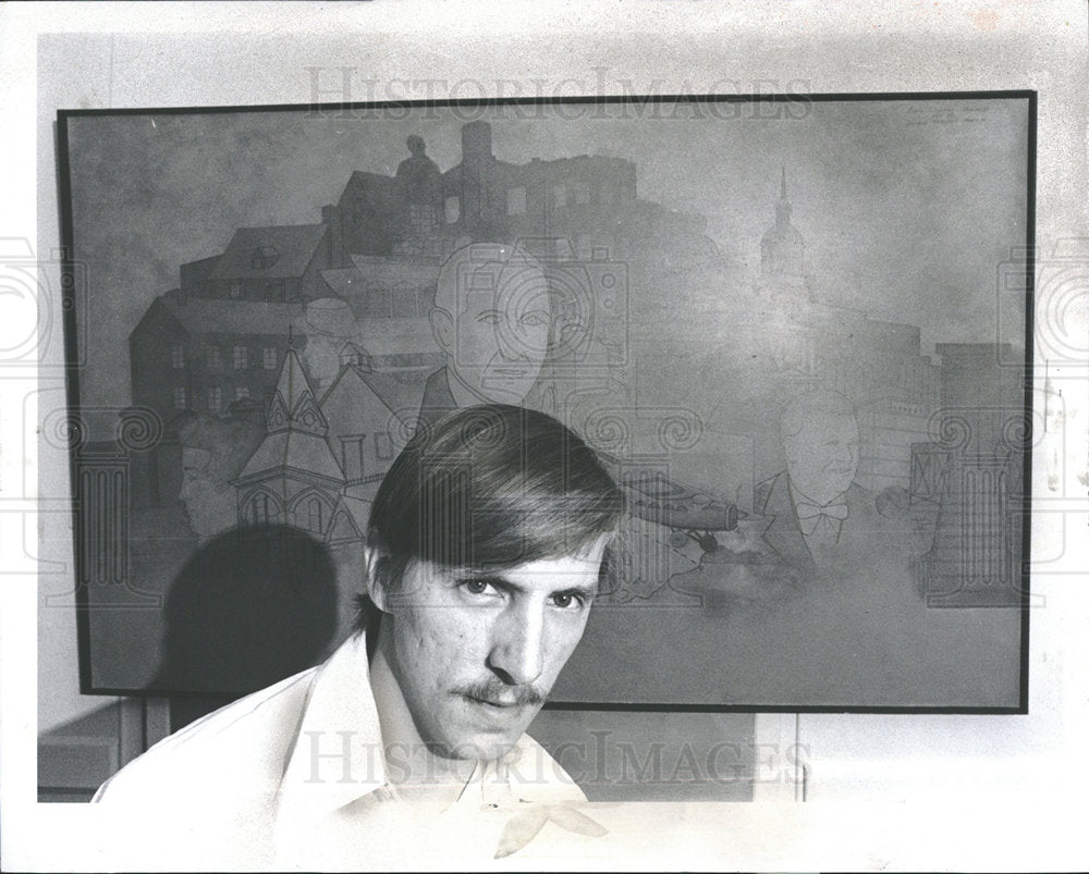 1973 Press Photo Ronald Warunek Painting Dearborn - Historic Images