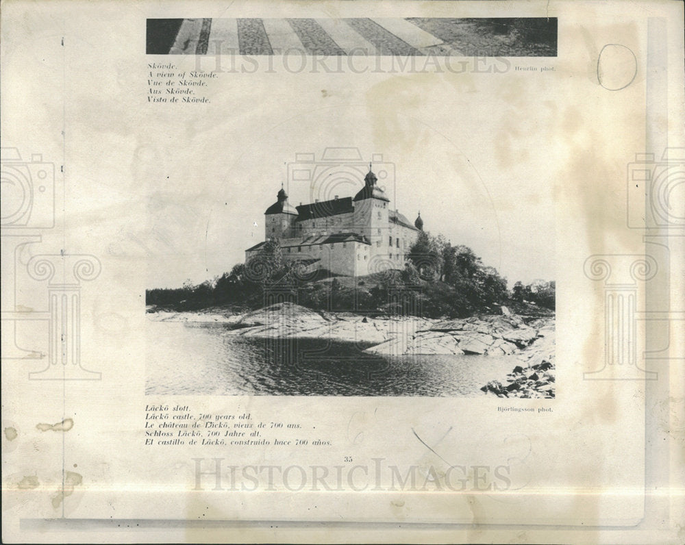 1936 Press Photo Lacko Castle Sweden Lake Vanern - Historic Images