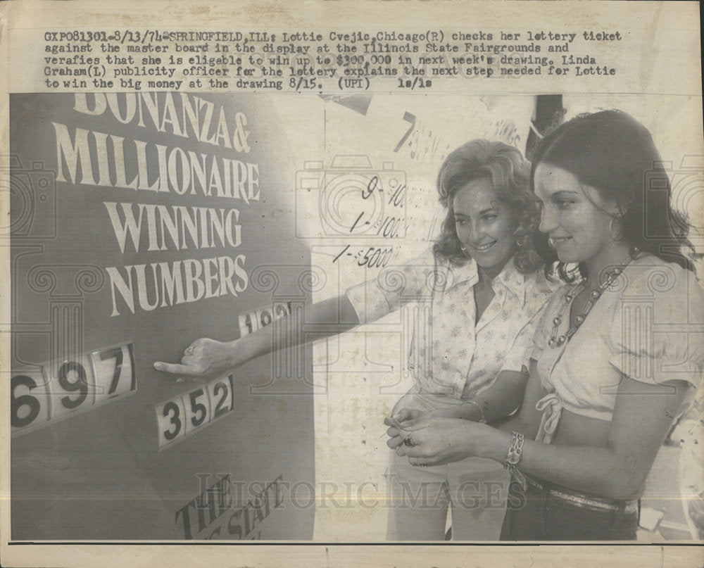 1974 Press Photo Illinois Lottery - Historic Images