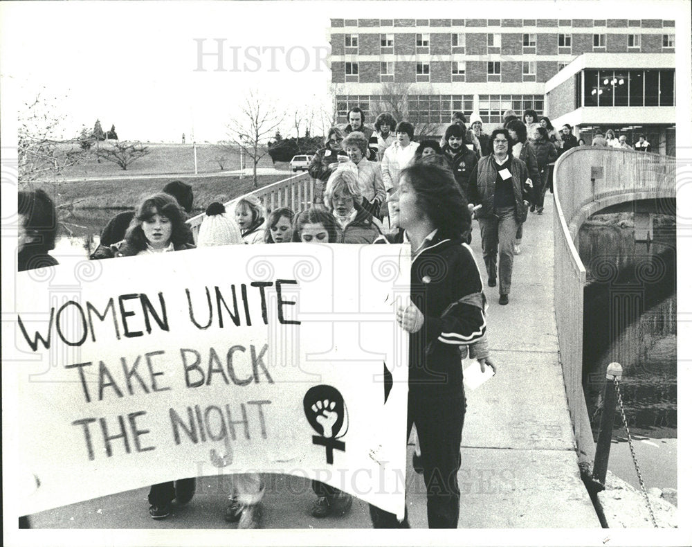 1991 Press Photo Women Unite March Against Rape Detroit - Historic Images